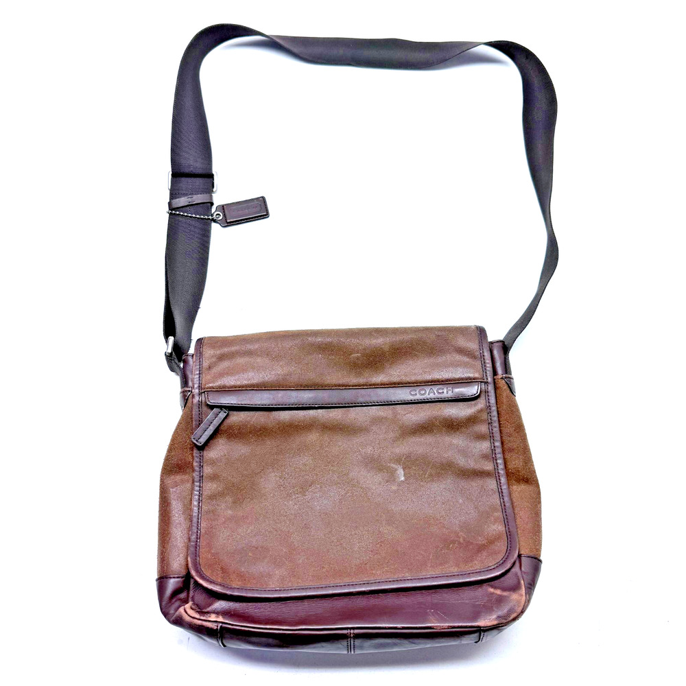 Vintage Suede Brown Suede Leather Coach Bag Messenger Bag